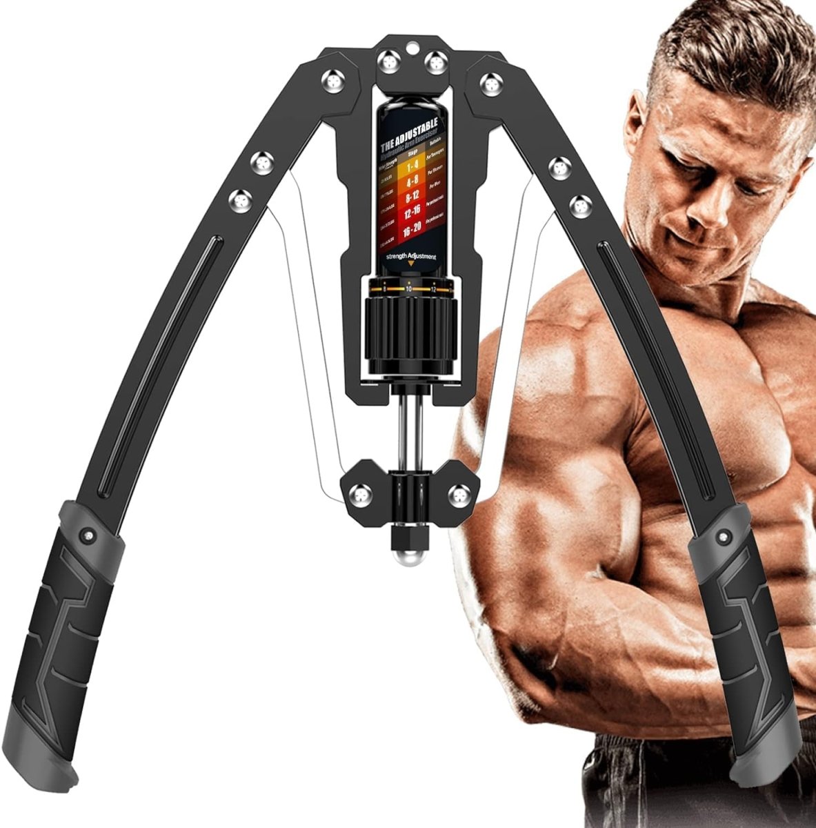 Adjustable Hydraulic Arm Trainer with 10–200 kg Resistance for Upper Body Strength Training of Arms, Chest & Shoulders