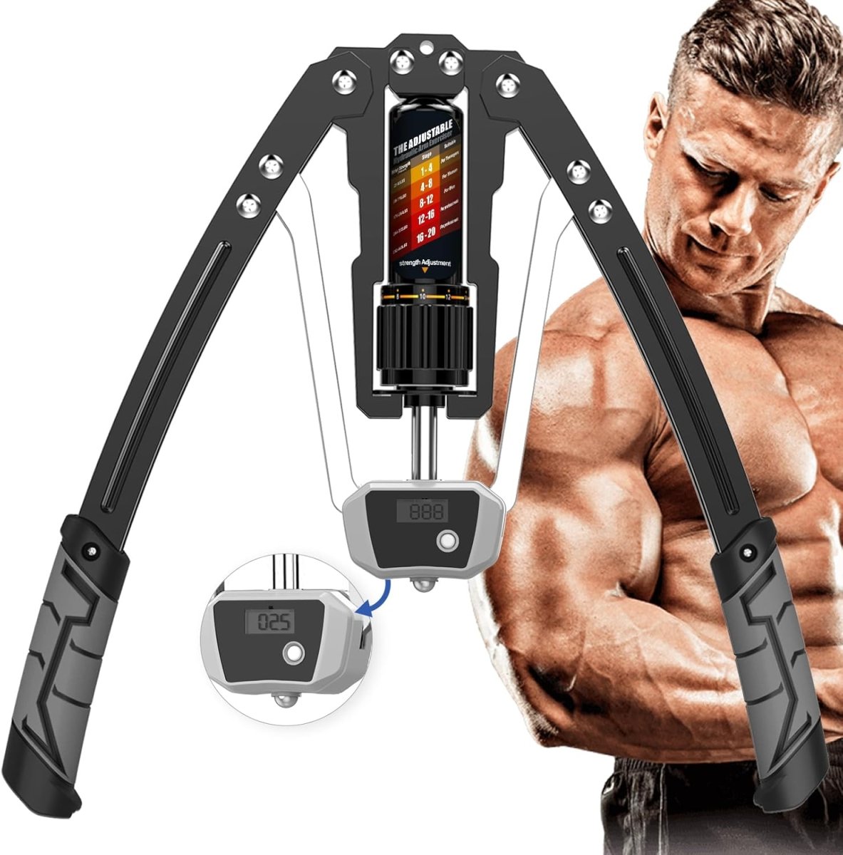 Adjustable Hydraulic Arm Trainer with 10–200 kg Resistance for Upper Body Strength Training of Arms, Chest & Shoulders