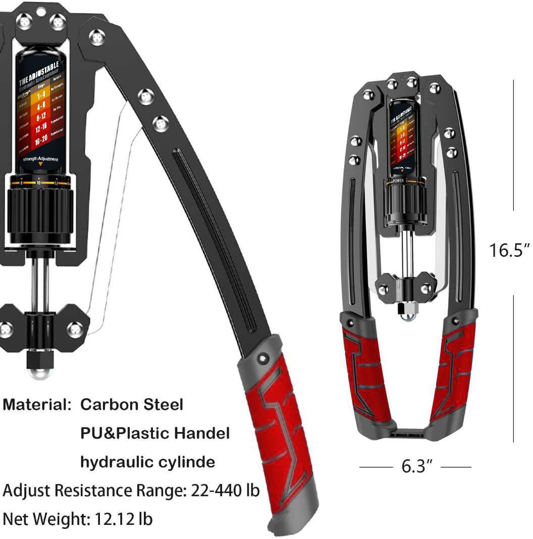 Adjustable Hydraulic Arm Trainer with 10–200 kg Resistance for Upper Body Strength Training of Arms, Chest & Shoulders
