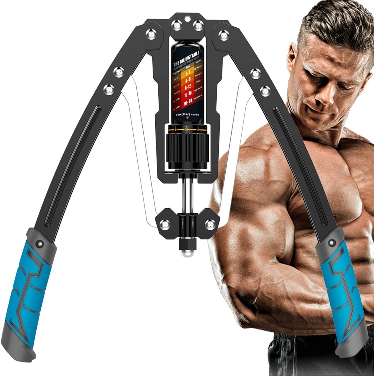 Adjustable Hydraulic Arm Trainer with 10–200 kg Resistance for Upper Body Strength Training of Arms, Chest & Shoulders