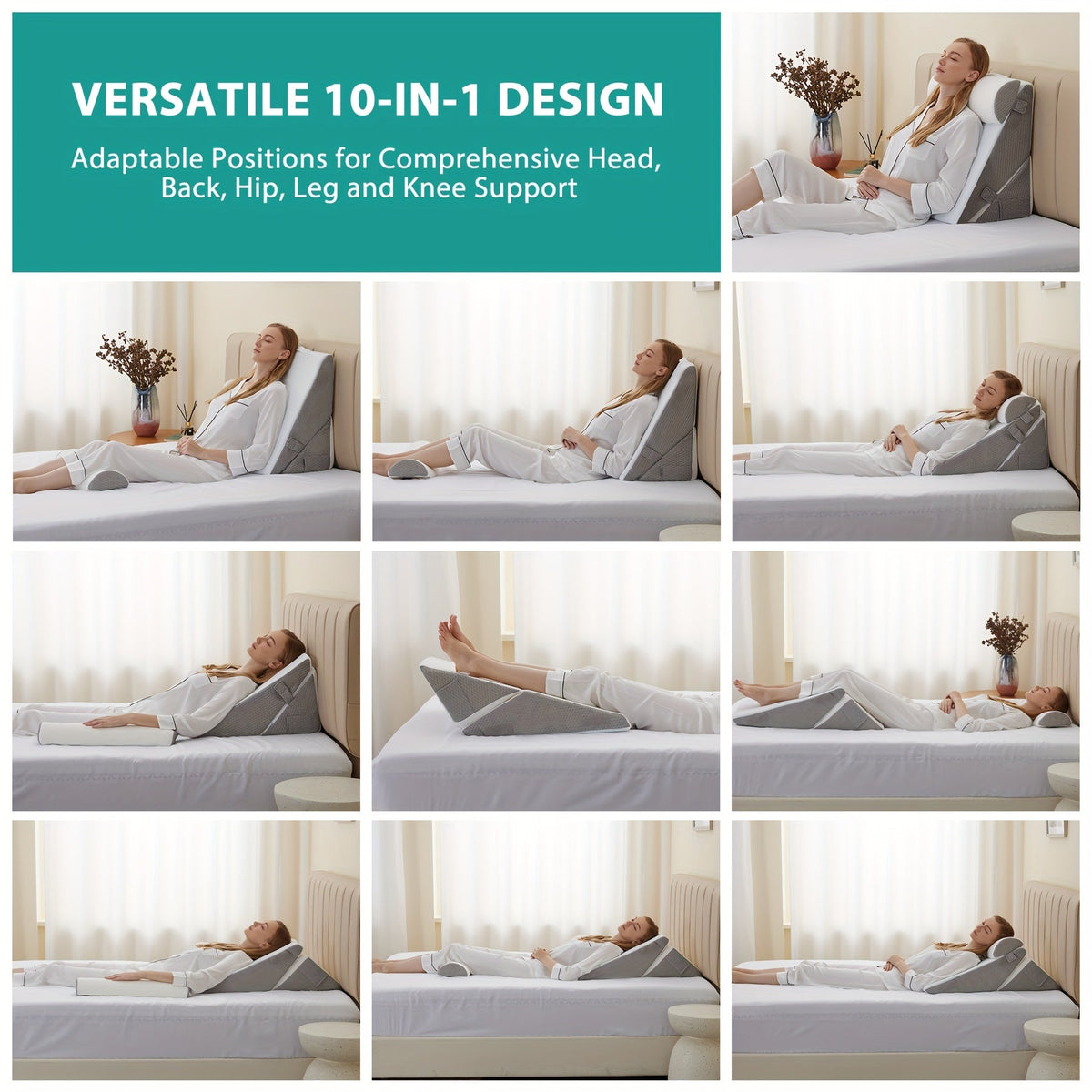 Adjustable Orthopedic Wedge Pillow - 7-in-1 Memory Foam Support System