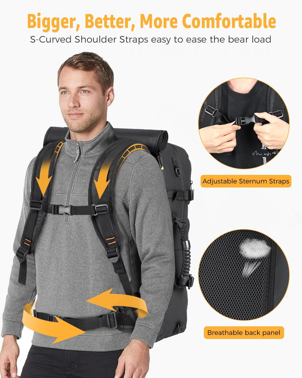 Airline-Approved Travel Backpack with Shoe Compartment and Fold-Away Carry Straps