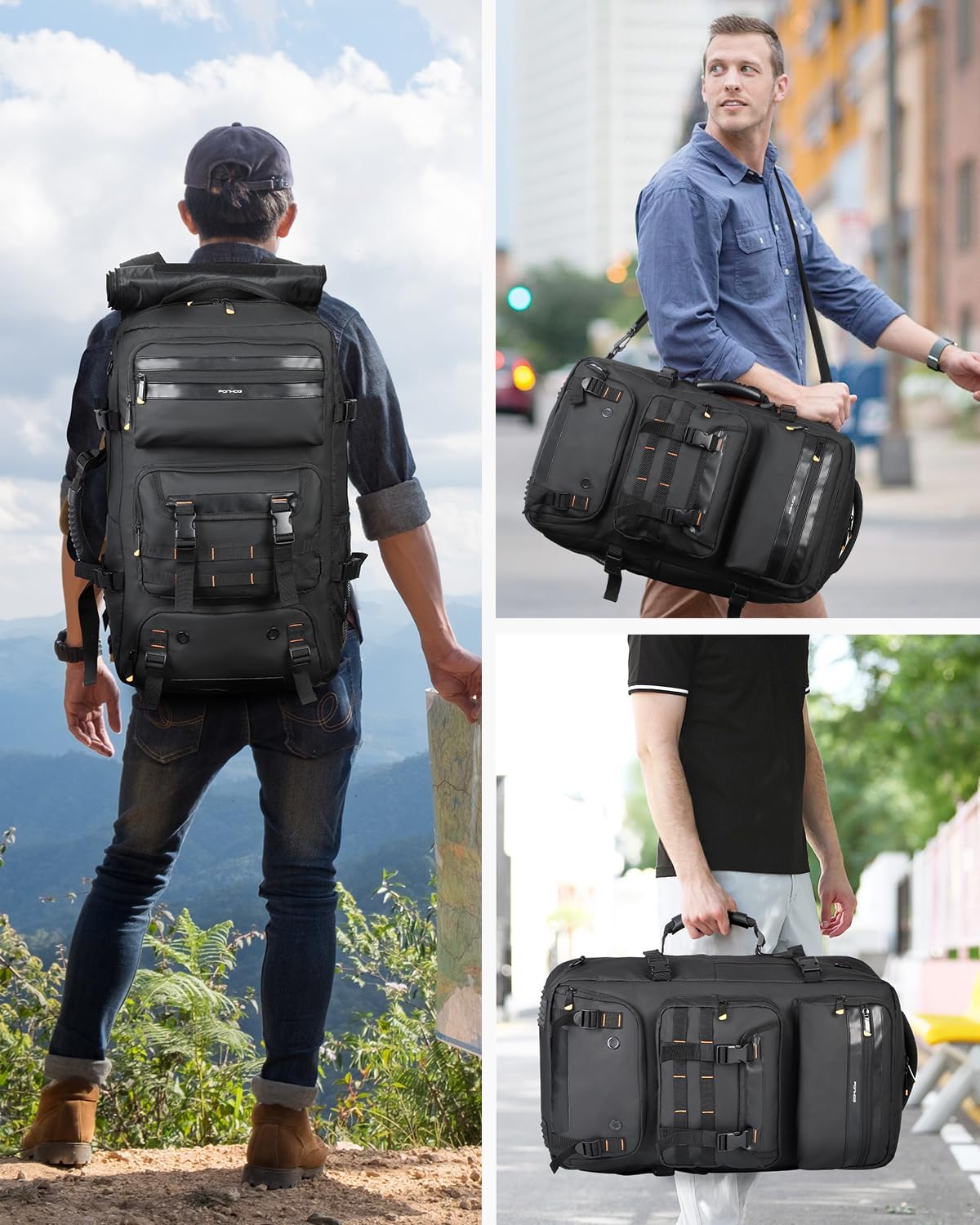 Airline-Approved Travel Backpack with Shoe Compartment and Fold-Away Carry Straps