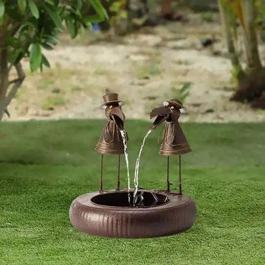 Animal Figurines Charming Outdoor Waterfall Fountain