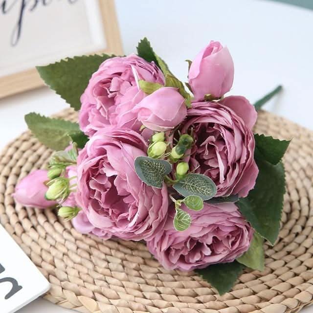 Artificial Peony Bouquet with Blossoms and Buds