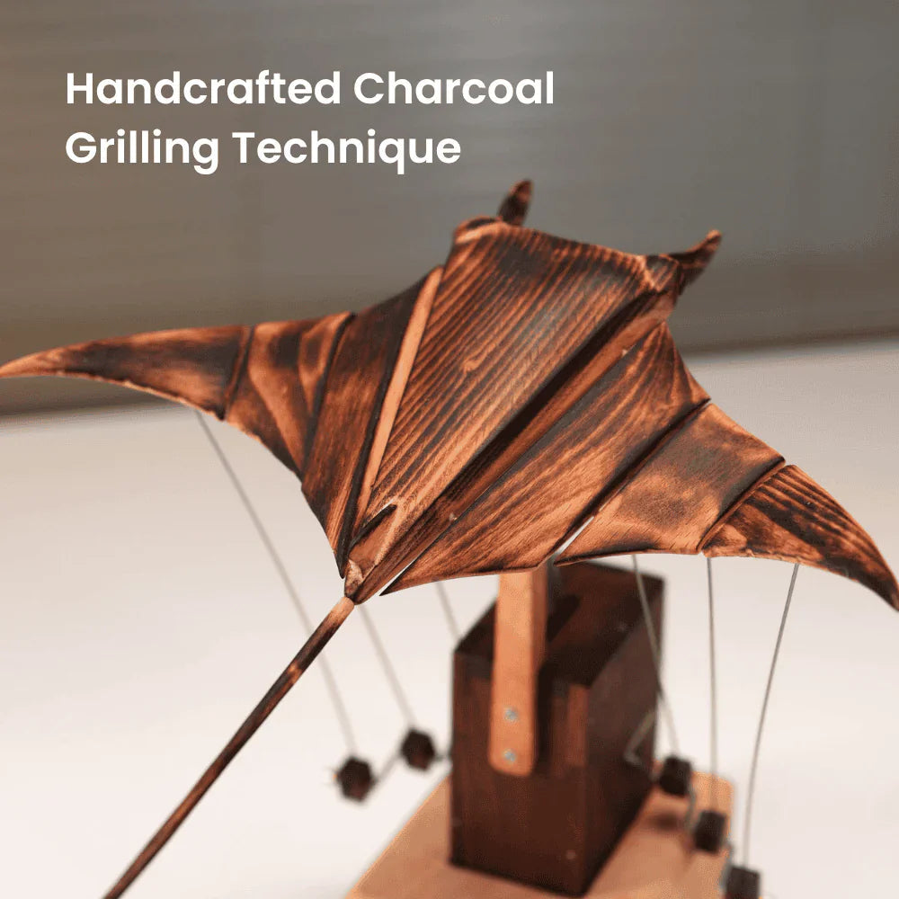 Artisan Manta Ray Automaton - Hand-Cranked Kinetic Desk Sculpture