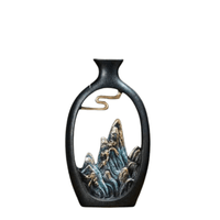 Artistic Ceramic Mountain Landscape Vase – Black Interior Decor