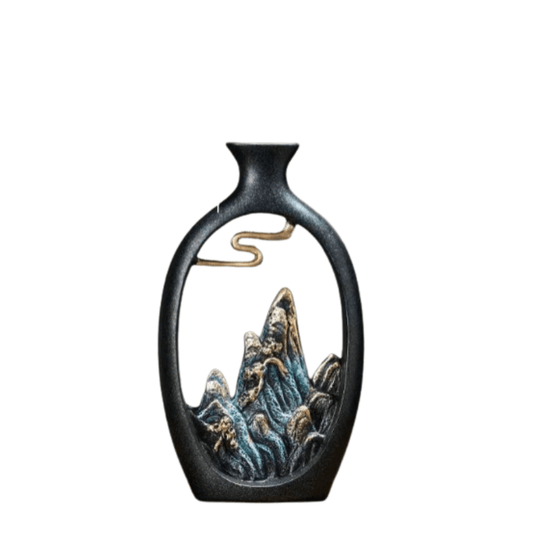 Artistic Ceramic Mountain Landscape Vase – Black Interior Decor