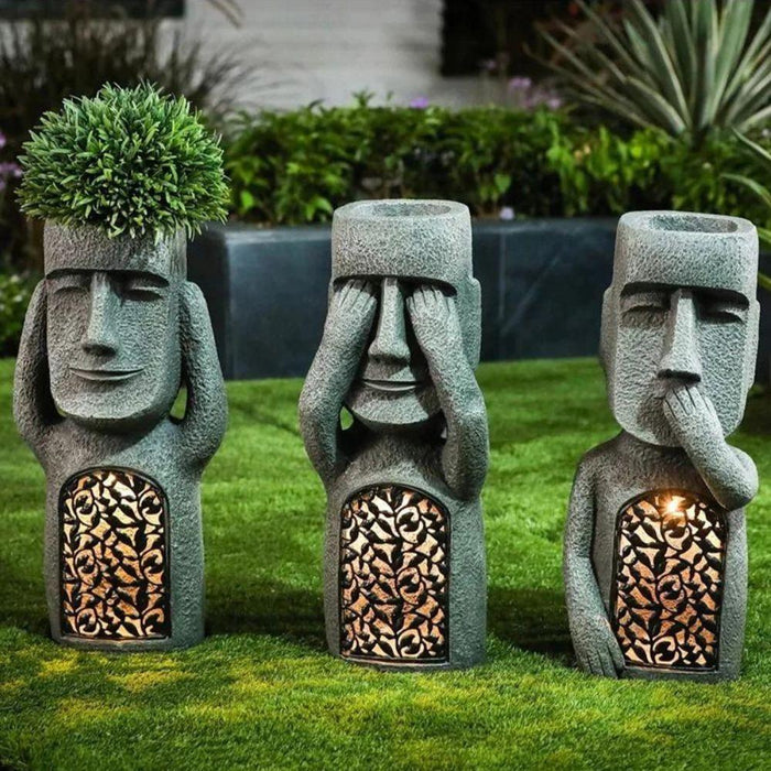 Artistic Sculpture Flower Pot - Solar LED Light