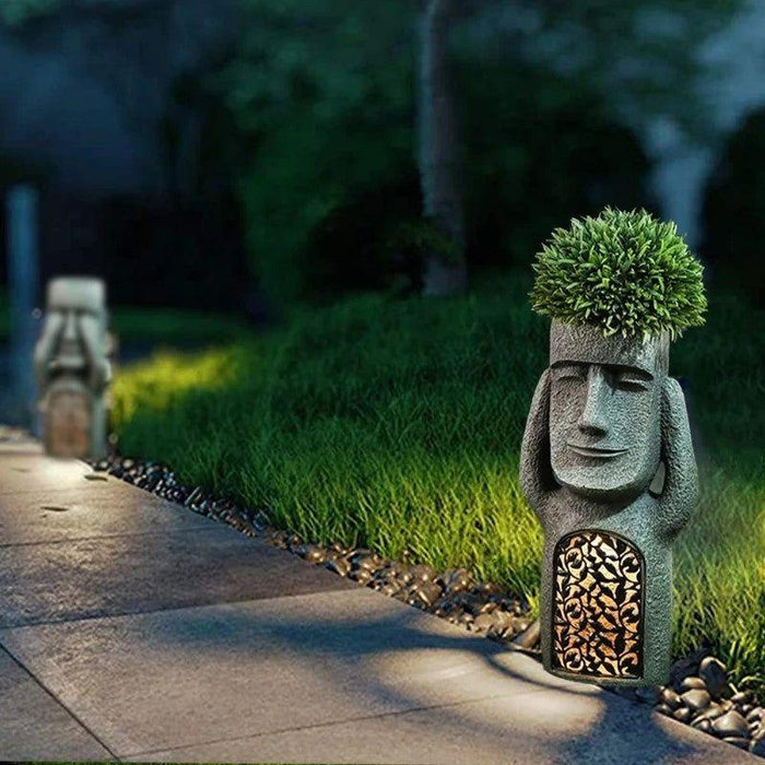 Artistic Sculpture Flower Pot - Solar LED Light