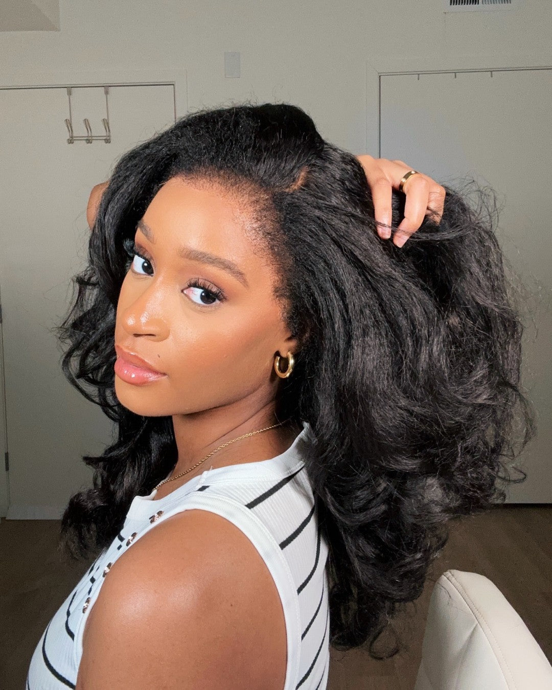 Black HD Lace Body Wave Wig with Curly Edges - Amara