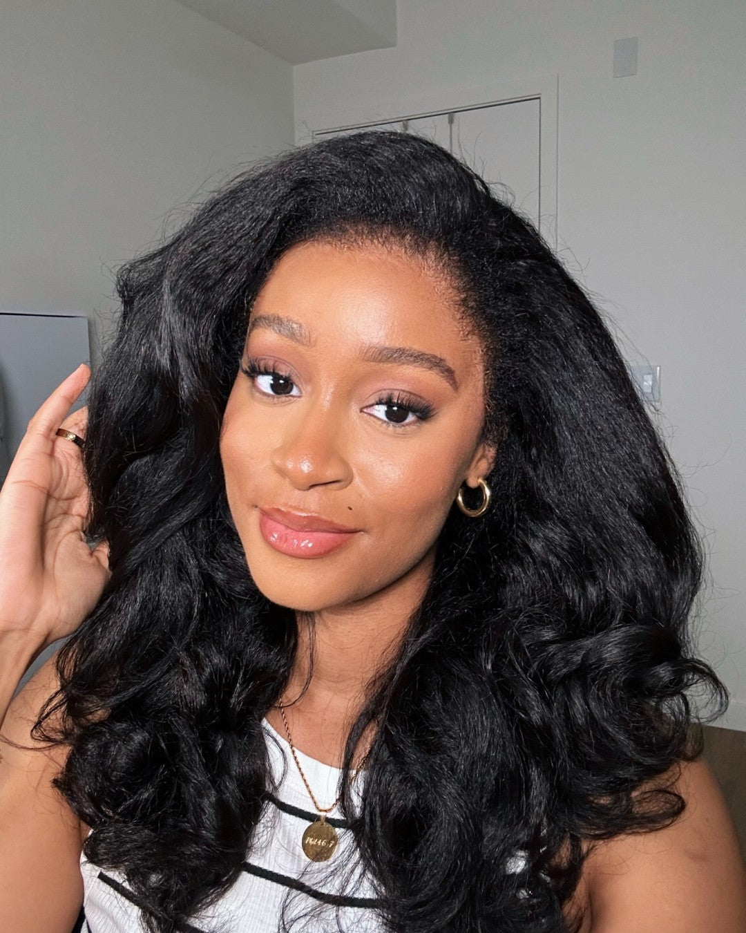 Black HD Lace Body Wave Wig with Curly Edges - Amara