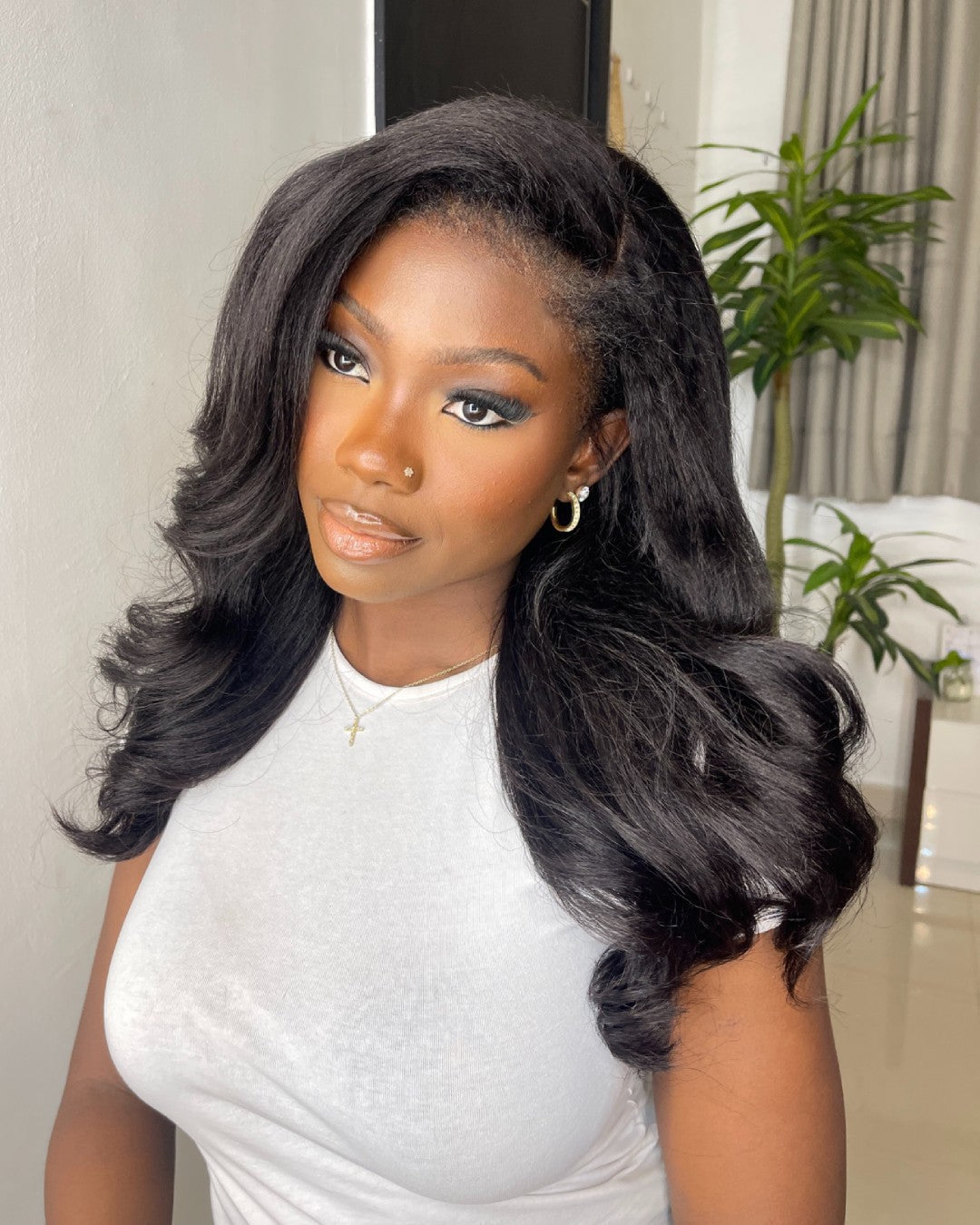 Black HD Lace Body Wave Wig with Curly Edges - Amara