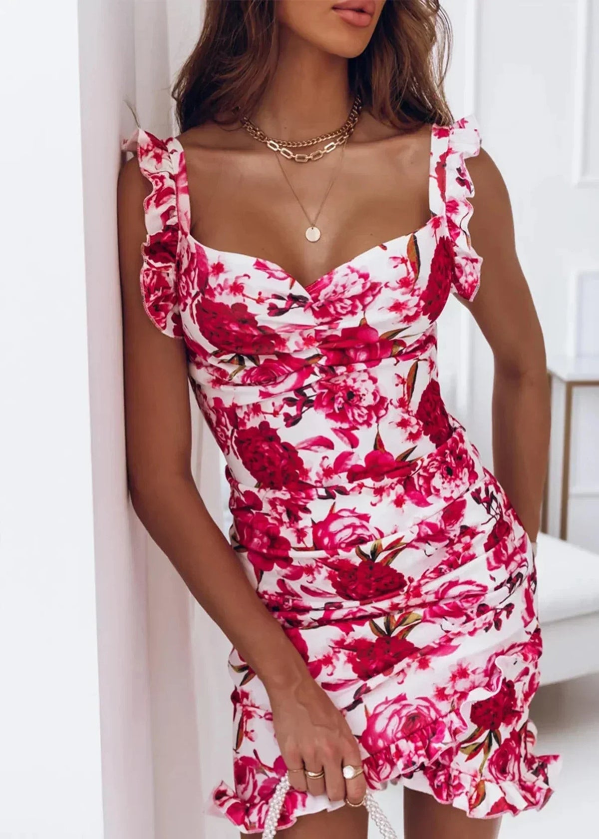 Breezy Floral Wrap Dress with Ruffles – Flattering Summer Fit