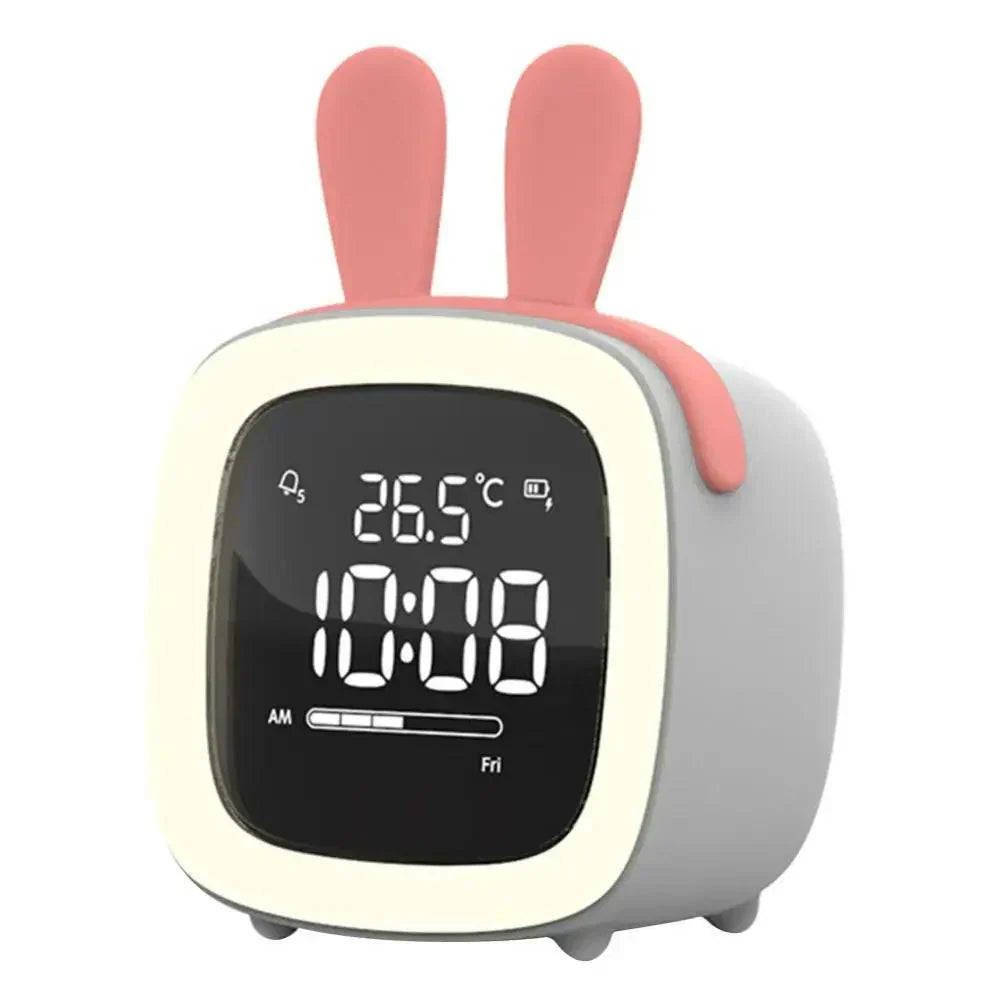 Cartoon Rabbit Digital Alarm Clock with LED Night Light