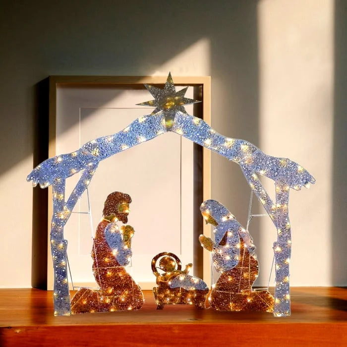 Christmas Garden Decoration | LED-Lit Holy Family for Garden and Patio