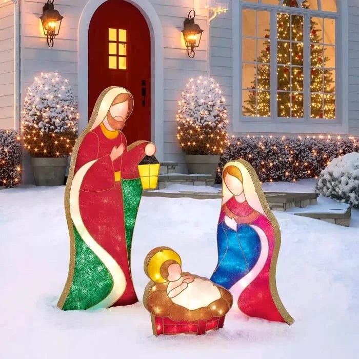 Christmas Garden Decoration | LED-Lit Holy Family for Garden and Patio