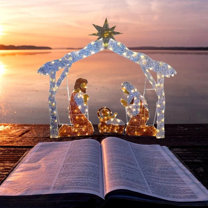 Christmas Garden Decoration | LED-Lit Holy Family for Garden and Patio