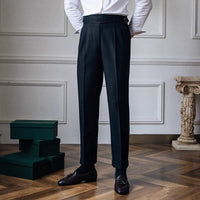 Classic Men's Trousers with Buckle Detail