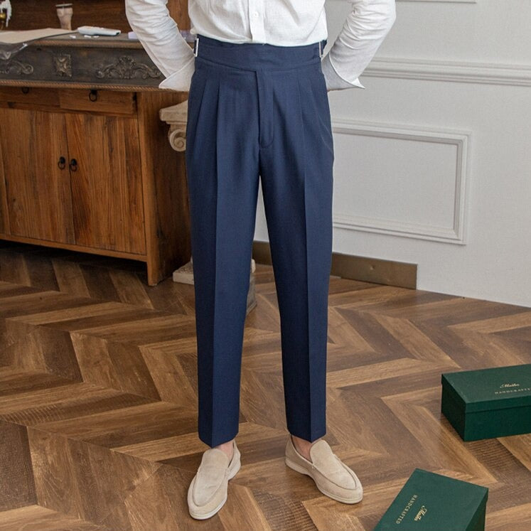 Classic Men's Trousers with Buckle Detail