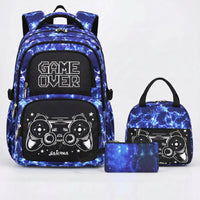 Complete 3-Piece School Bag Set with Gaming Print