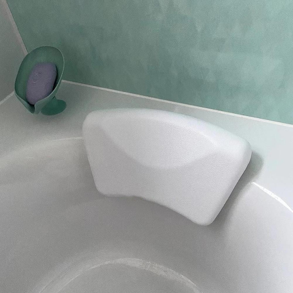 Contoured Bath Pillow with Soft Silicone Surface