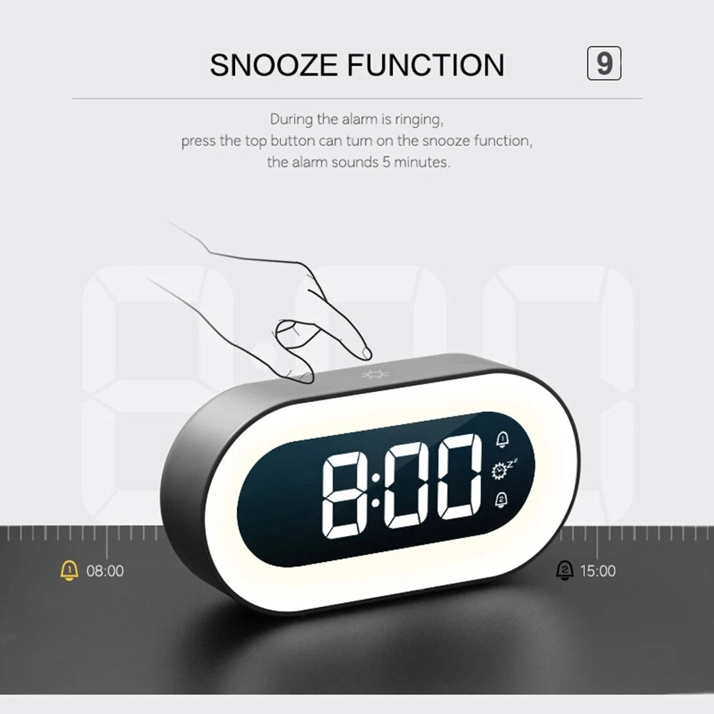 Digital Alarm Clock with Night Light - Multifunctional & Compact
