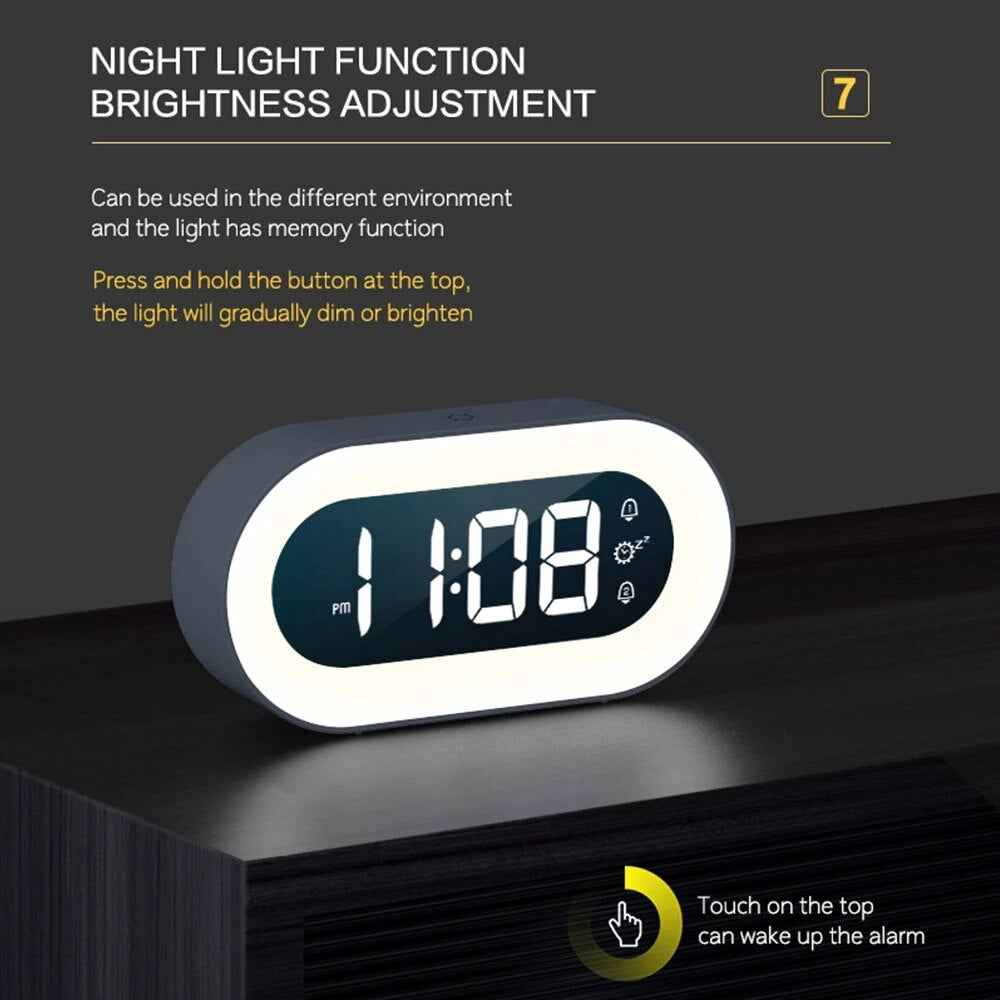 Digital Alarm Clock with Night Light - Multifunctional & Compact