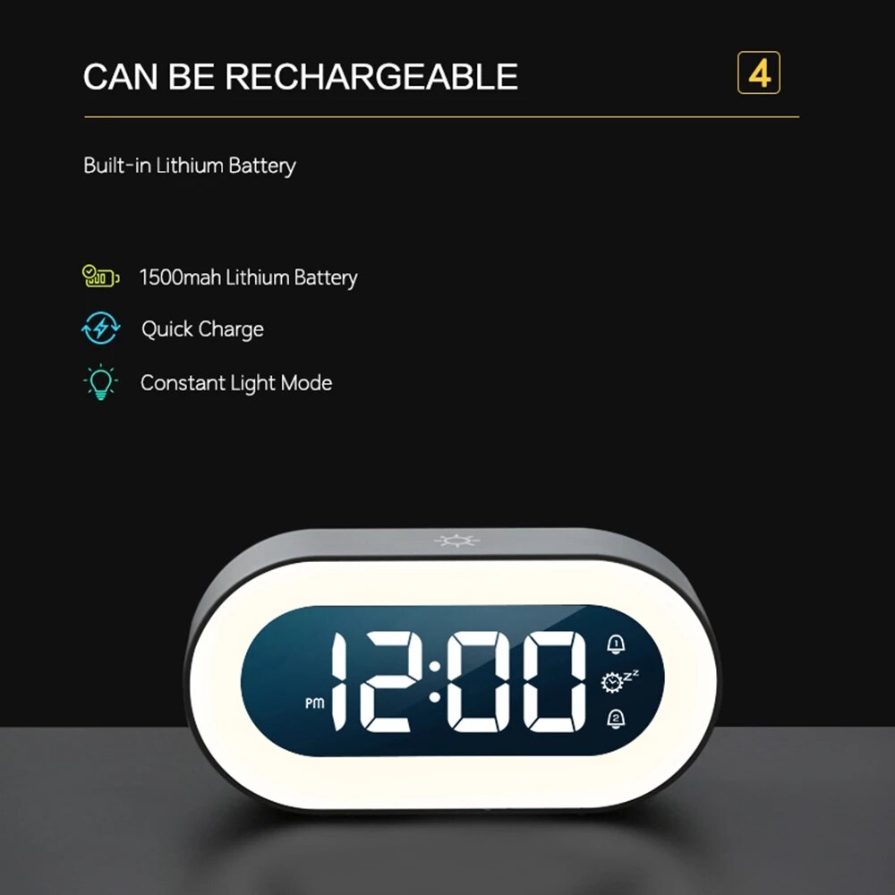 Digital Alarm Clock with Night Light - Multifunctional & Compact