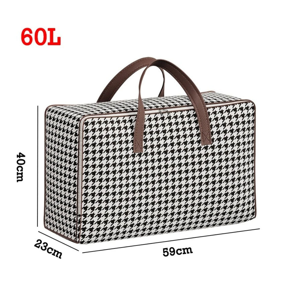 Durable Large-Capacity Houndstooth Storage Suitcase