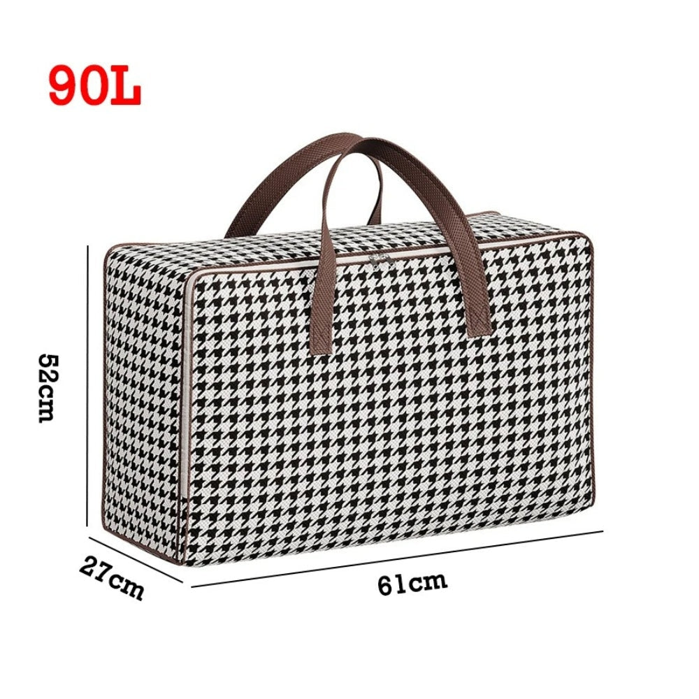 Durable Large-Capacity Houndstooth Storage Suitcase