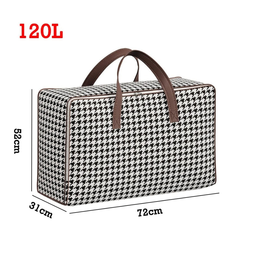 Durable Large-Capacity Houndstooth Storage Suitcase