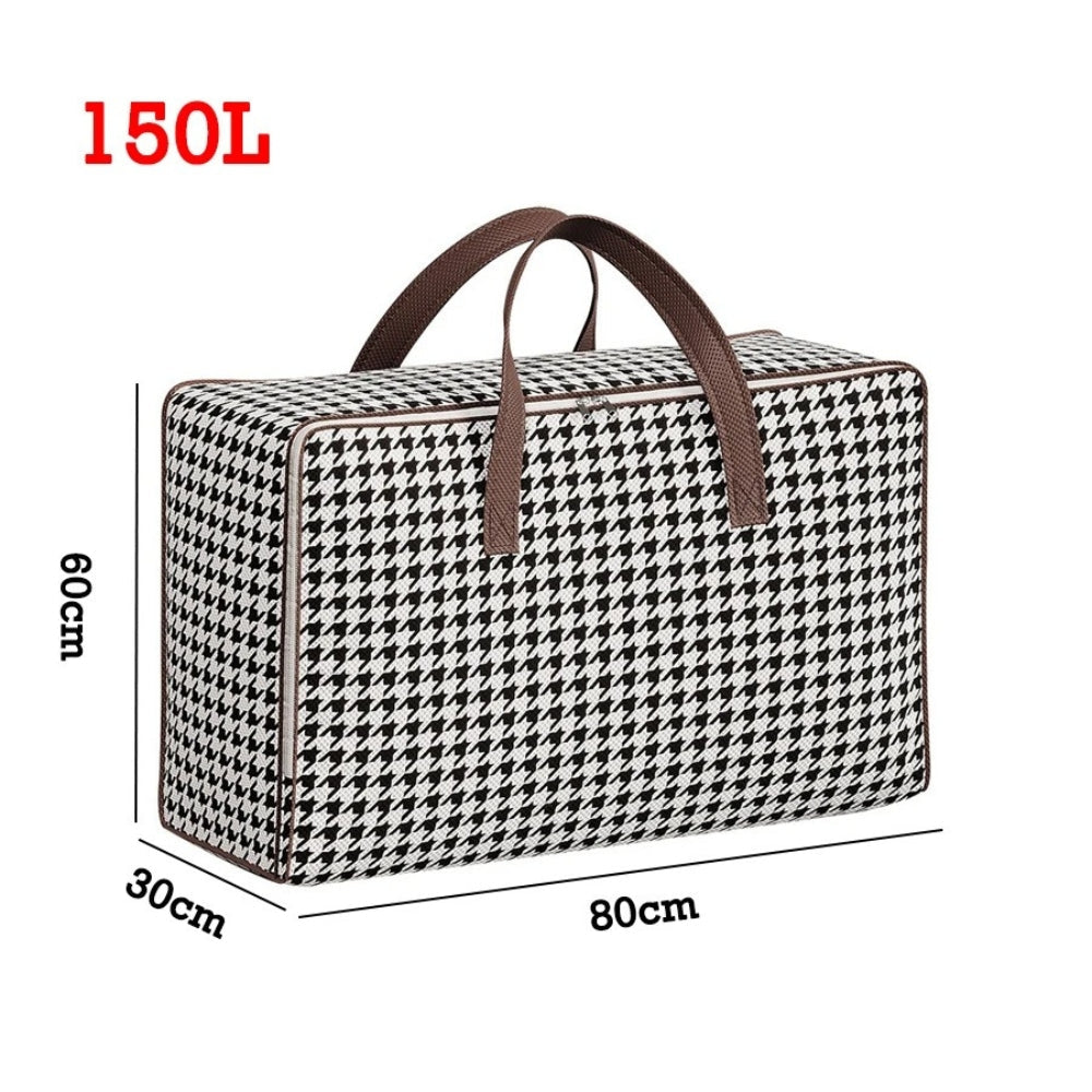 Durable Large-Capacity Houndstooth Storage Suitcase