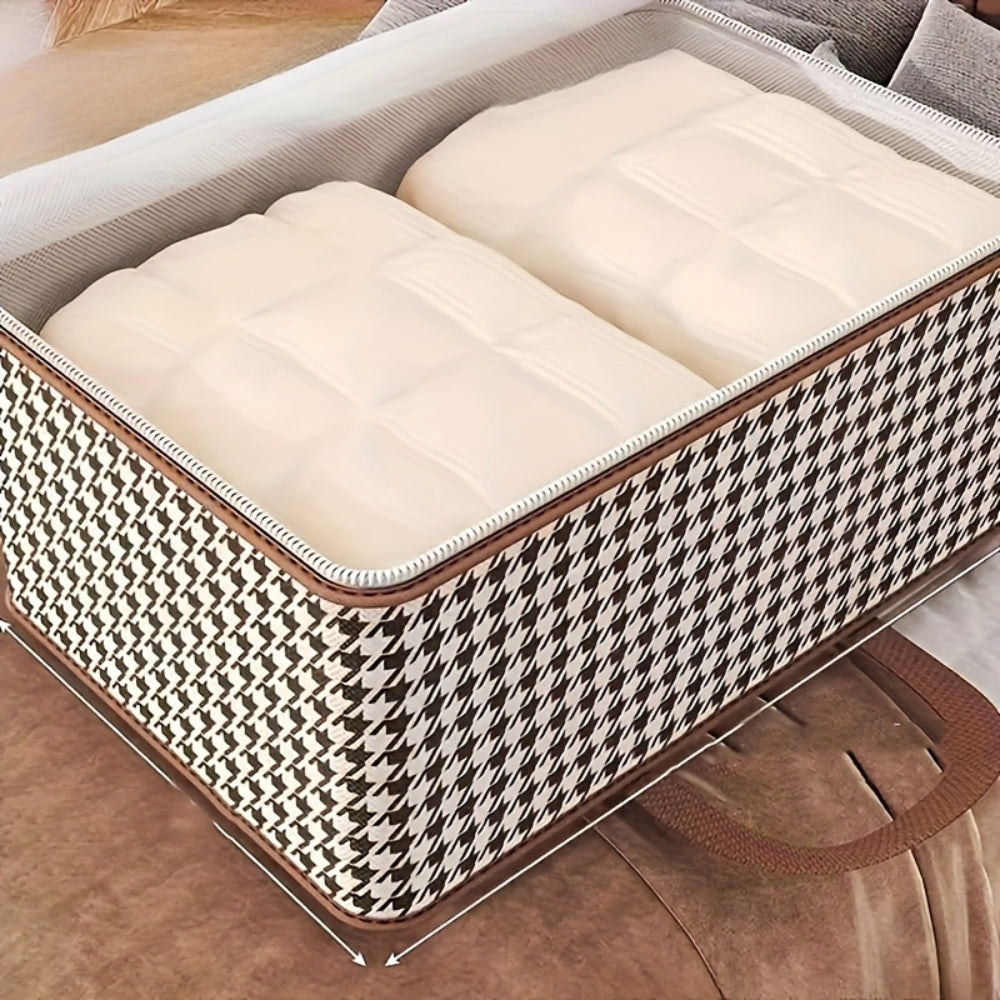 Durable Large-Capacity Houndstooth Storage Suitcase
