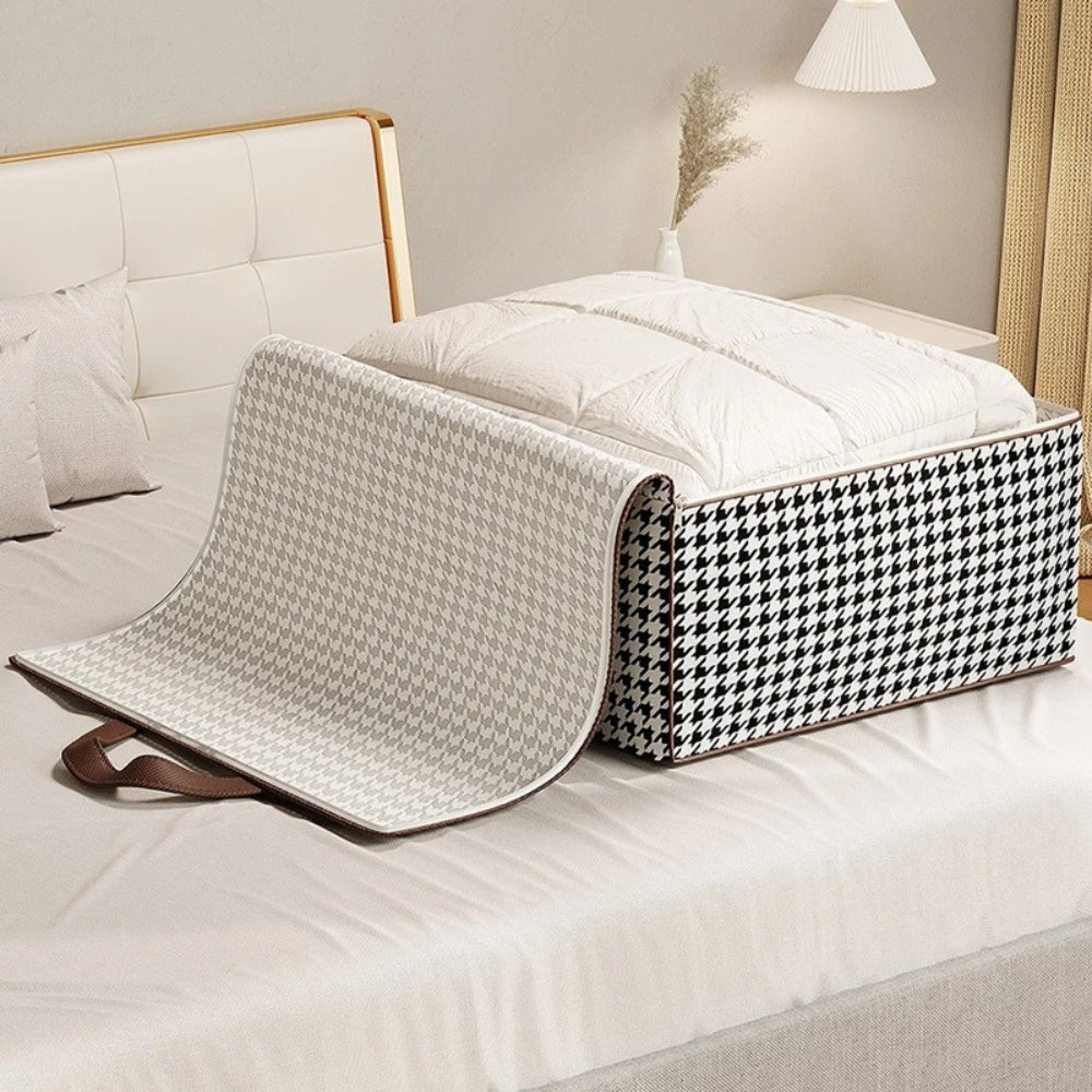 Durable Large-Capacity Houndstooth Storage Suitcase