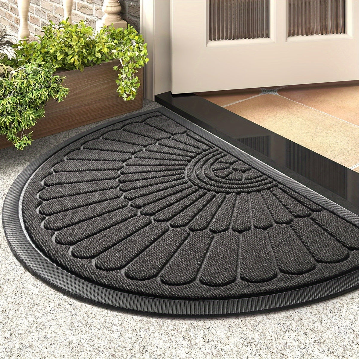 Durable Rubber Doormat - Half-Round Design for Indoor and Outdoor Use