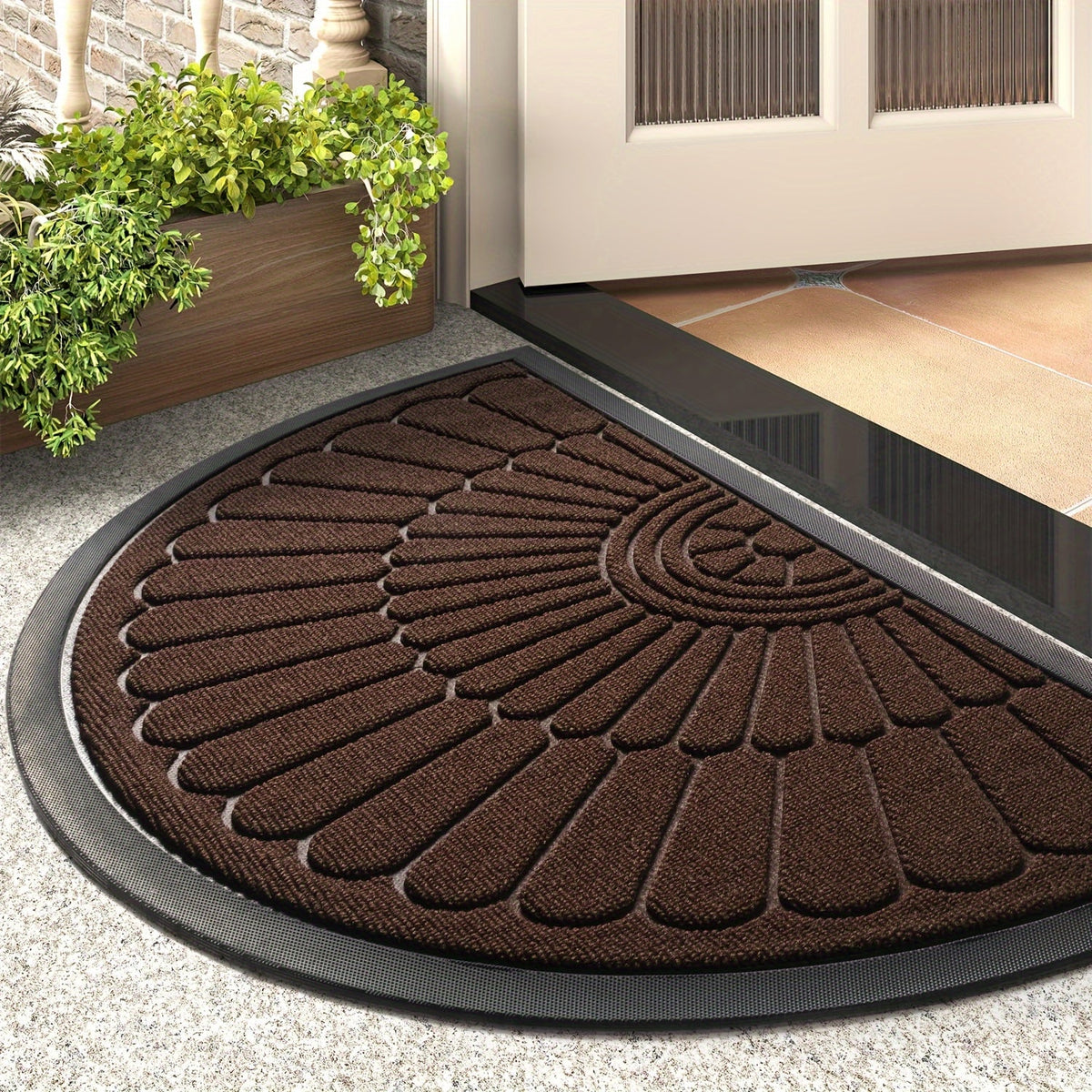Durable Rubber Doormat - Half-Round Design for Indoor and Outdoor Use