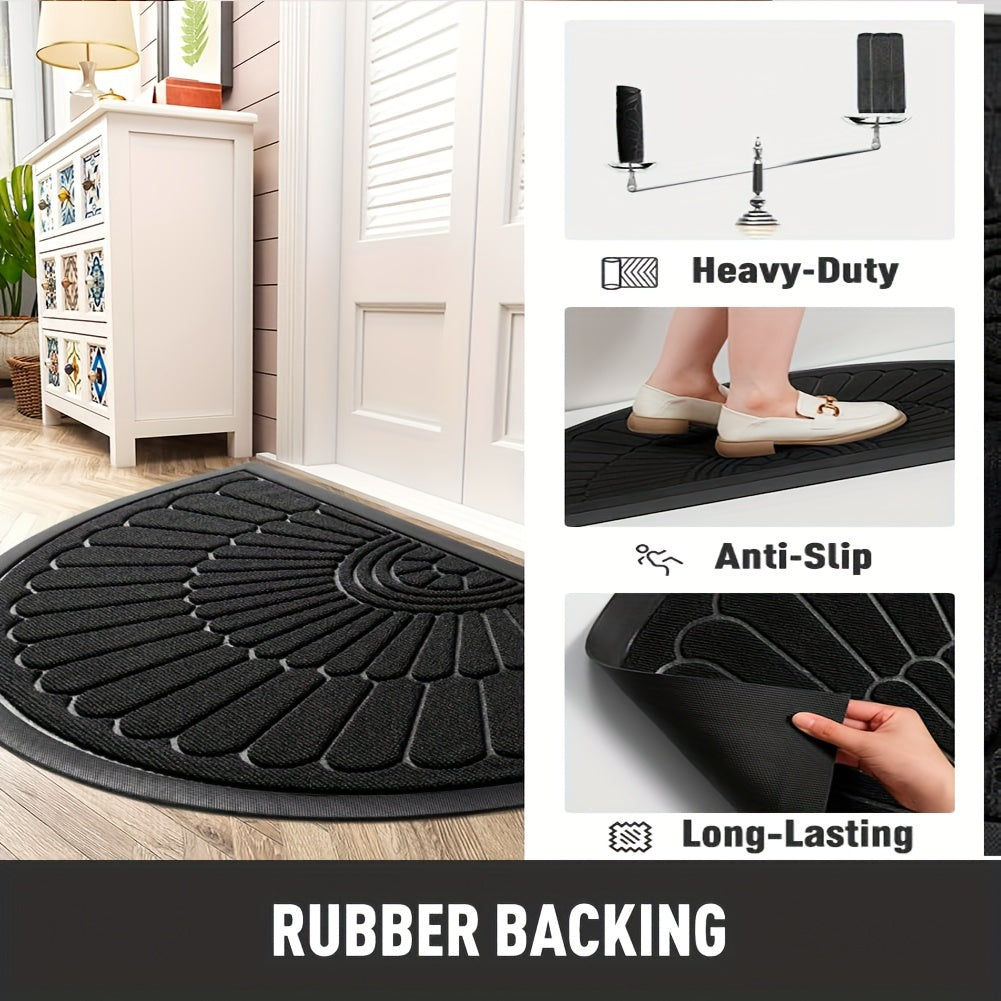 Durable Rubber Doormat - Half-Round Design for Indoor and Outdoor Use
