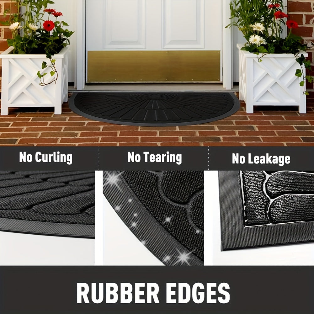 Durable Rubber Doormat - Half-Round Design for Indoor and Outdoor Use