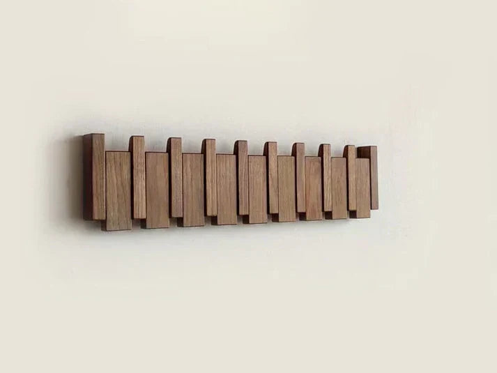 Durable Wooden Wall-Mounted Coat Rack with Musical Design