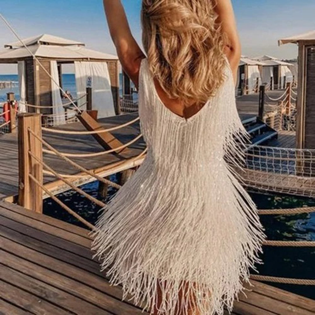Elegant Summer Flapper Fringe Mini Dress