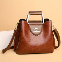 Elegant Two-Tone Handbag with Adjustable Strap – Black and Brown