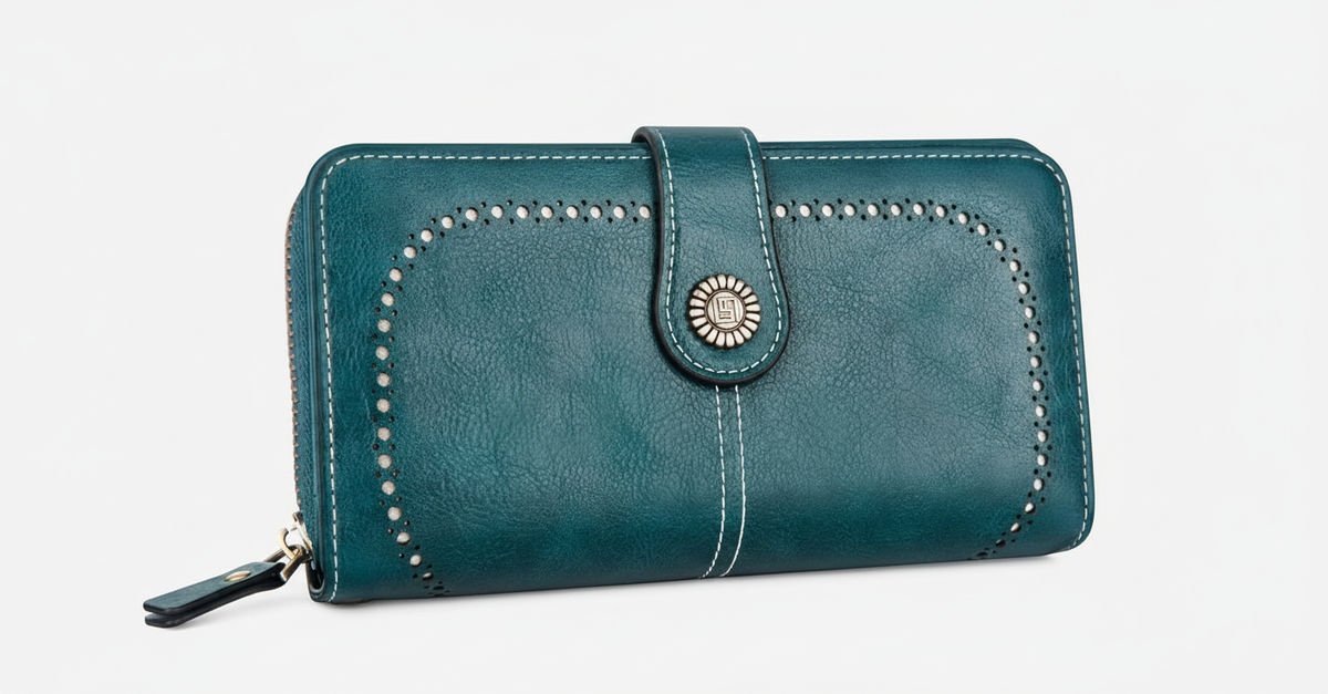 Elegant Women's Wallet with Wristlet Strap & RFID Protection