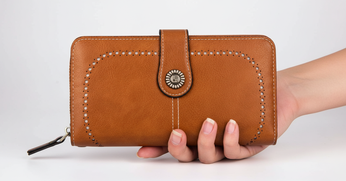 Elegant Women's Wallet with Wristlet Strap & RFID Protection