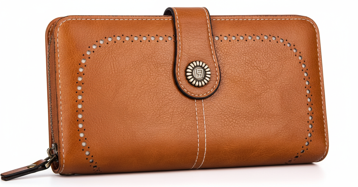 Elegant Women's Wallet with Wristlet Strap & RFID Protection