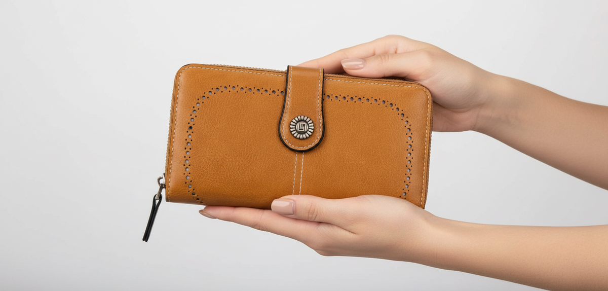 Elegant Women's Wallet with Wristlet Strap & RFID Protection