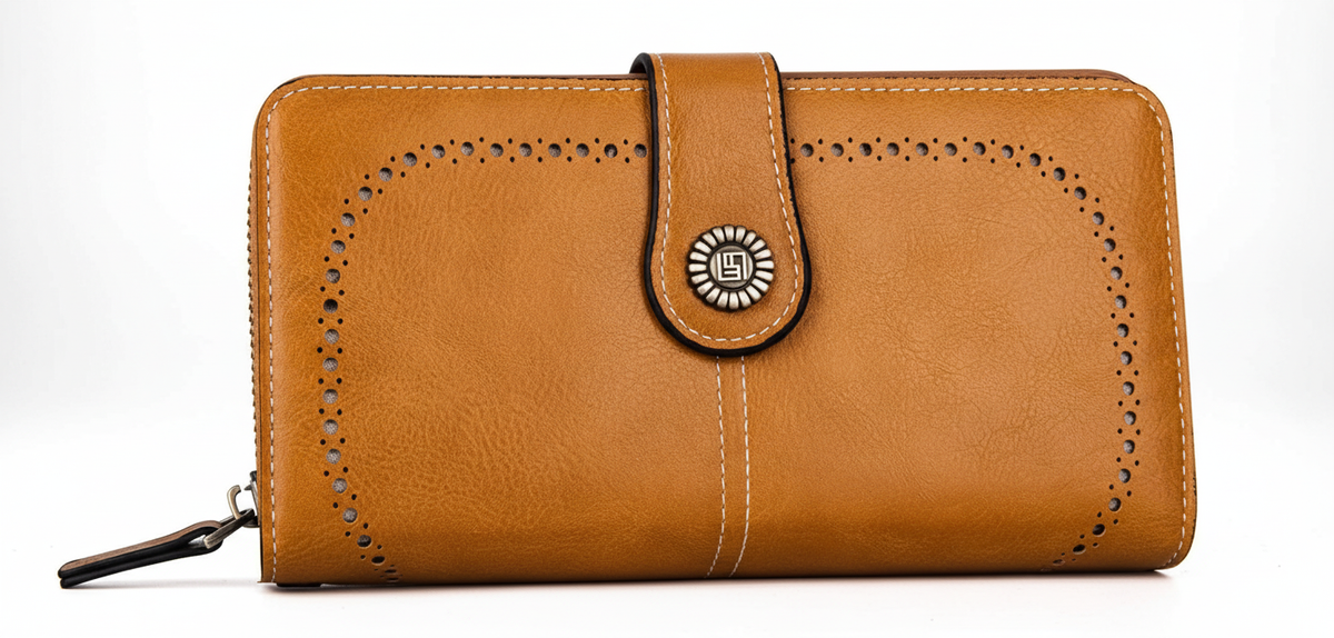 Elegant Women's Wallet with Wristlet Strap & RFID Protection