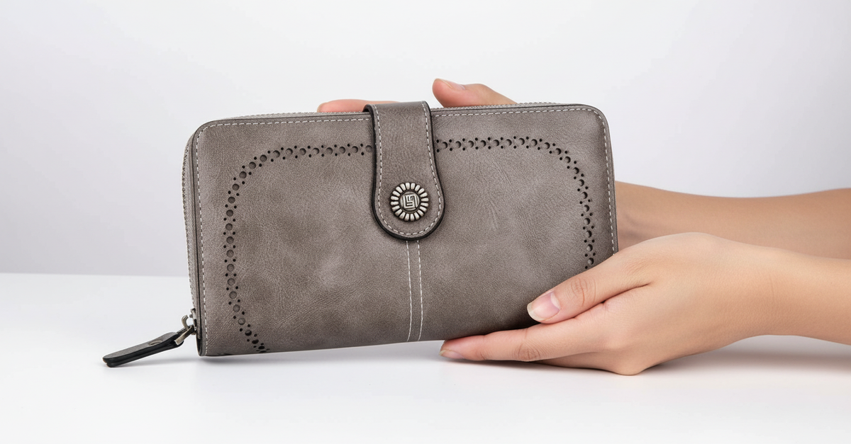 Elegant Women's Wallet with Wristlet Strap & RFID Protection