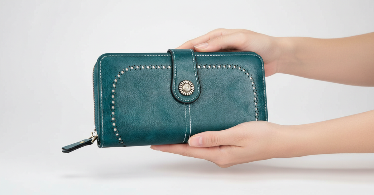 Elegant Women's Wallet with Wristlet Strap & RFID Protection