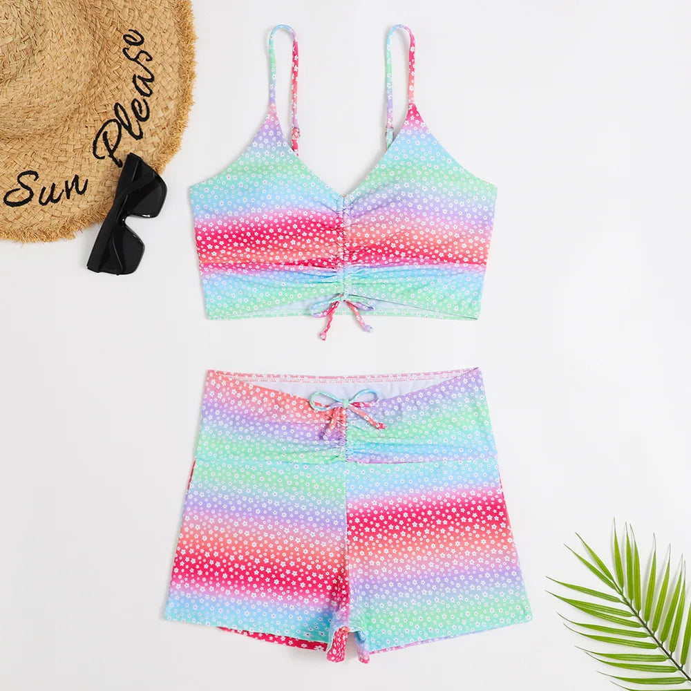 Floral Print High-Waisted Bikini with Summer Flair